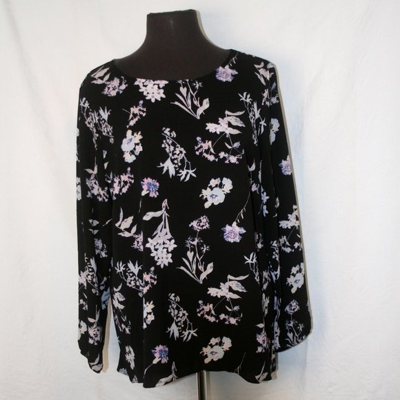 Floral Crepe Pull-Over Blouse - Picture 1 of 4